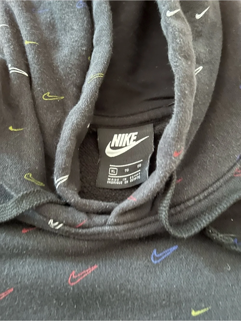 Nike Black Hooded Sweatshirt with Multi-Color Swoosh